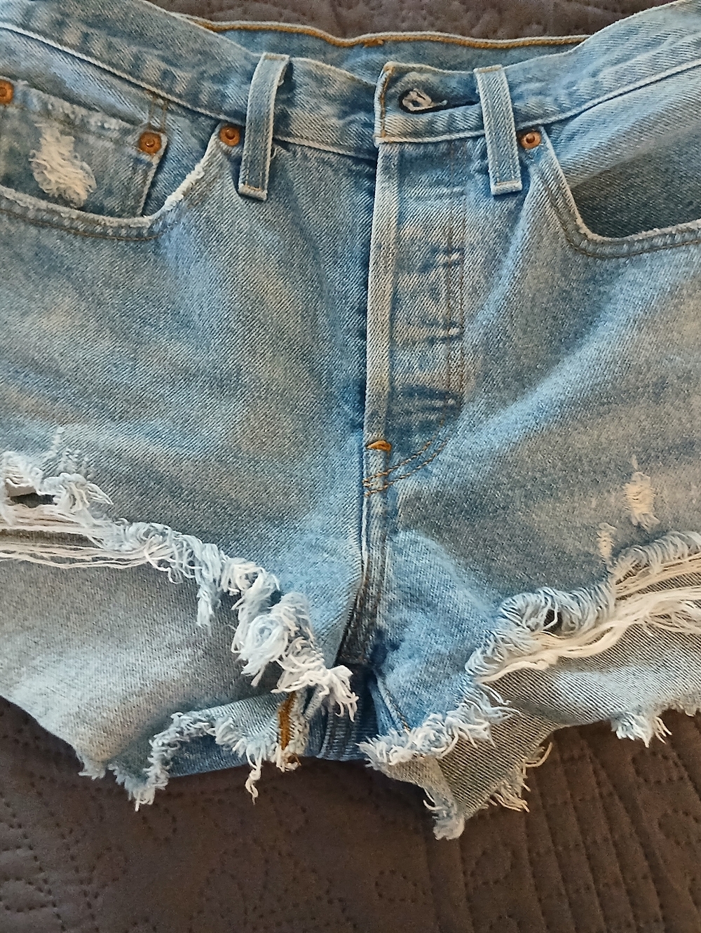 Levi's Light Blue Distressed Jean Shorts